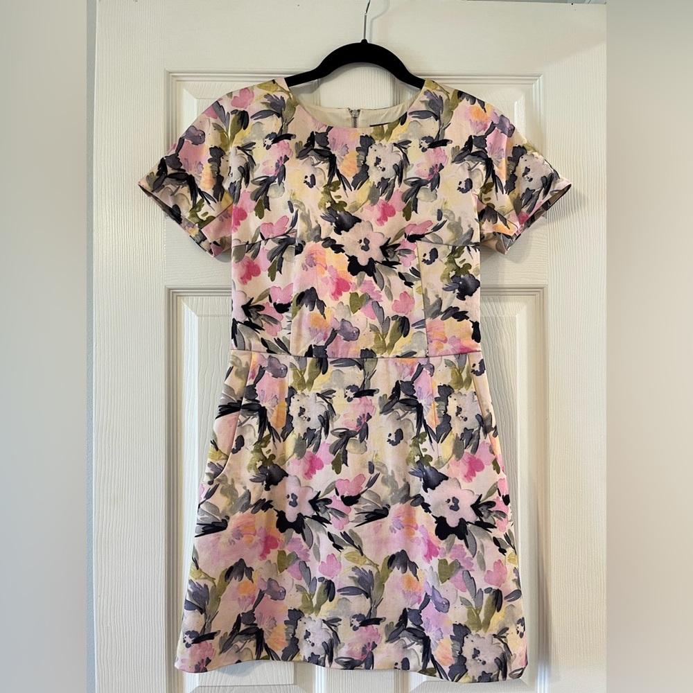 French Connection Floral Mini Dress in Pink, Green, Black